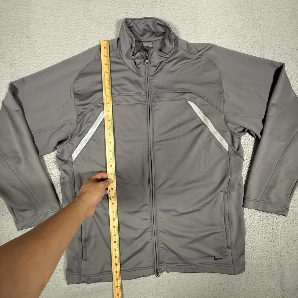 Nike Track Jacket Mens Large‎ Gray Hooptec Full Zip Basketball Pockets Warm Up